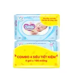 Khăn ướt Bobby không mùi, bộ 4 gói 100 tờ (Bobby Official Store)
